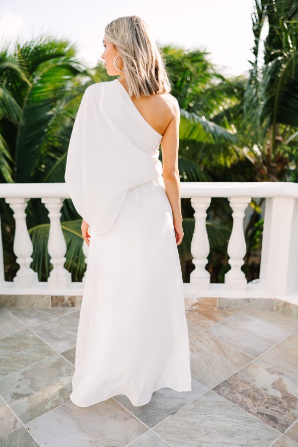 Feeling Like A Goddess White One Shoulder Maxi Dress Supply - Image 4