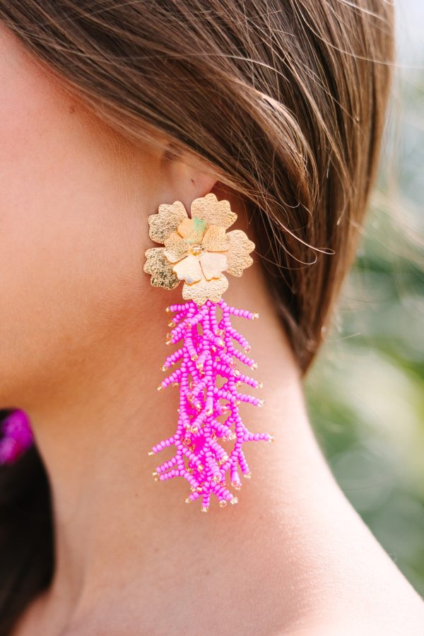 Treasure Jewels: Daisy Coral Pink Beaded Earrings For Discount