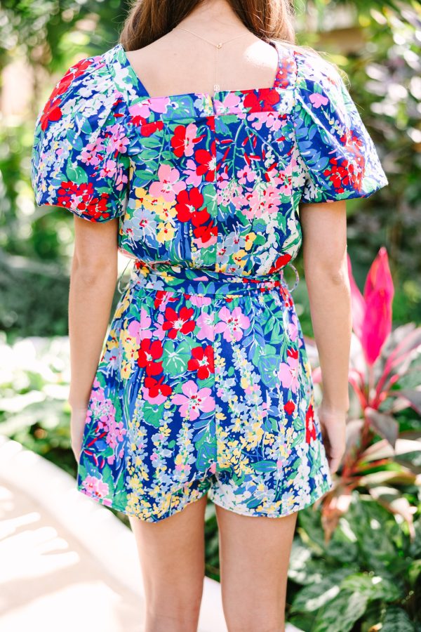 Can t Say No Navy Blue Floral Romper For Discount - Image 4