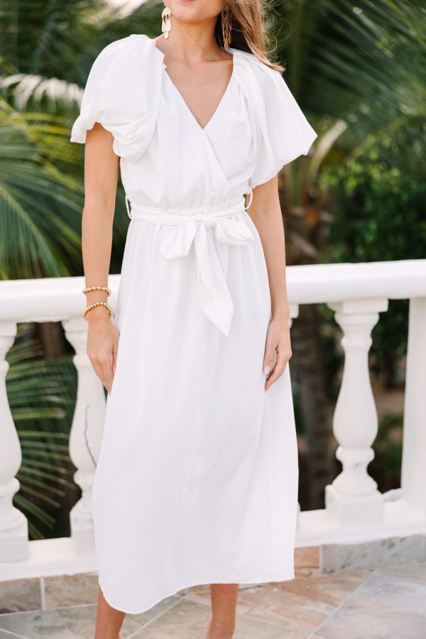 Face The Sun White Ruffled Midi Dress Cheap - Image 3