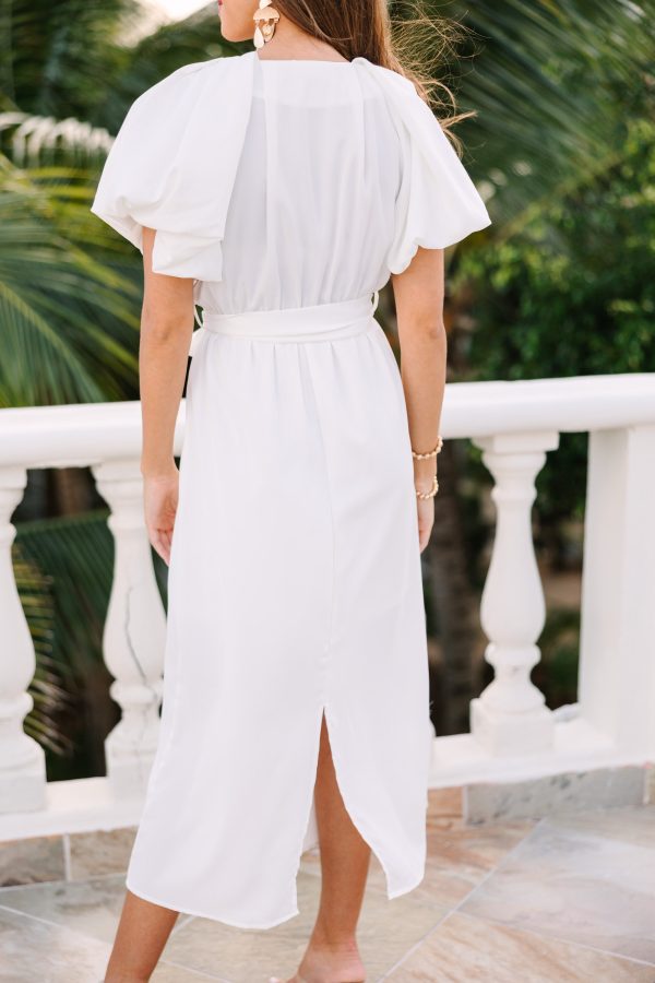 Face The Sun White Ruffled Midi Dress Cheap - Image 4