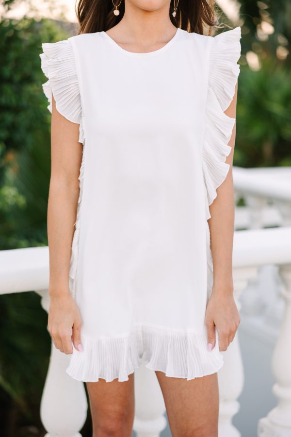 Here For Love White Ruffed Dress Hot on Sale - Image 3