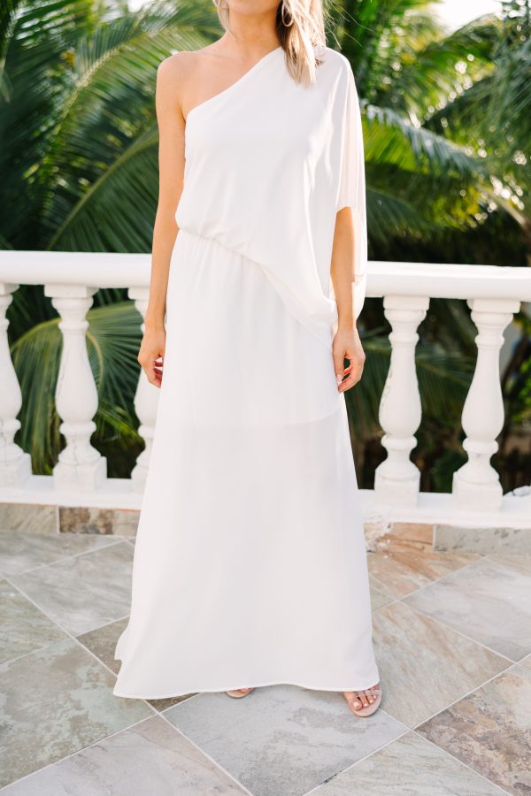 Feeling Like A Goddess White One Shoulder Maxi Dress Supply - Image 3