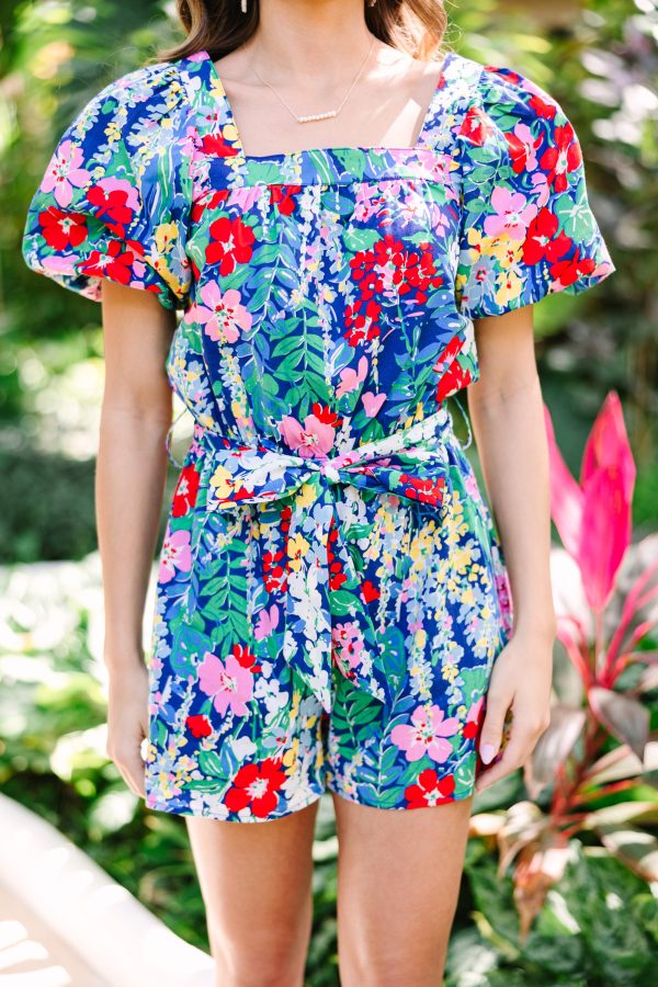 Can t Say No Navy Blue Floral Romper For Discount - Image 3