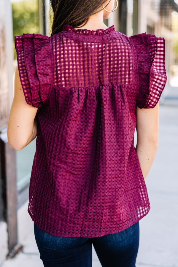 Known Beauty Burgundy Red Textured Blouse on Sale - Image 3
