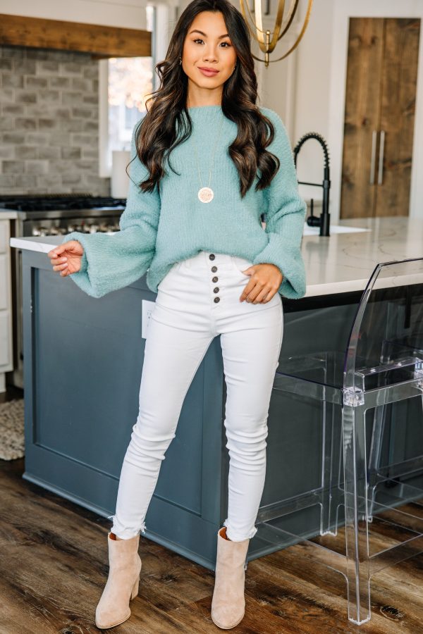 Keep It Going Sage Green Fuzzy Sweater Hot on Sale - Image 2