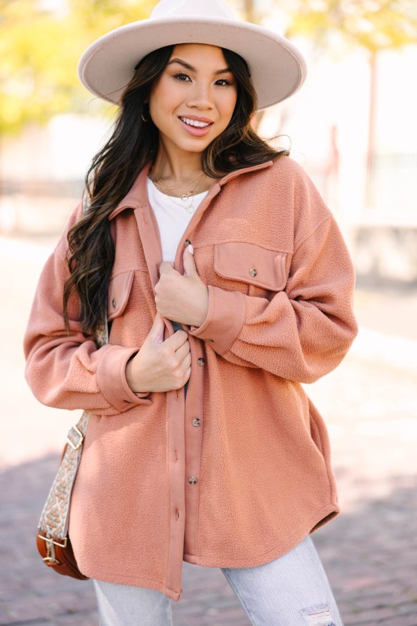 Better Than Before Rust Orange Shacket For Cheap