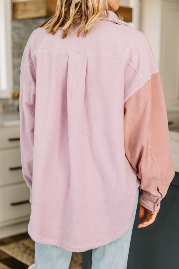 Let s Do This Lavender Purple Colorblock Fleece Shacket Online now - Image 3