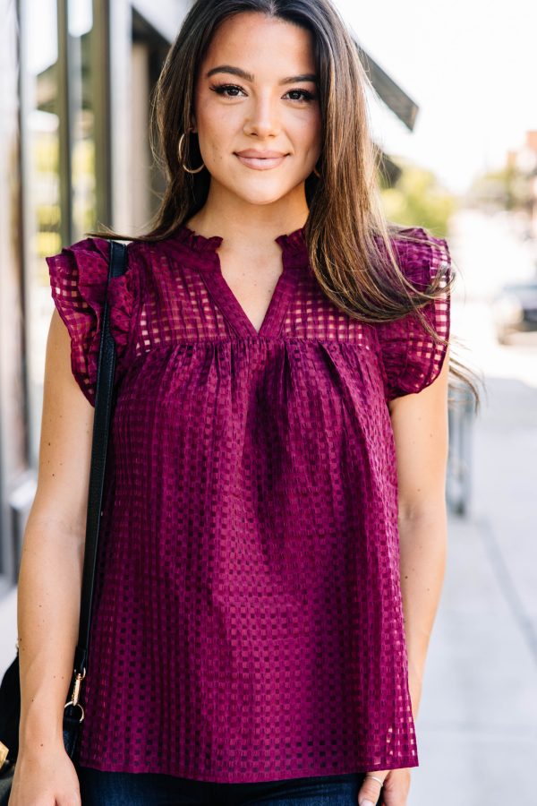 Known Beauty Burgundy Red Textured Blouse on Sale