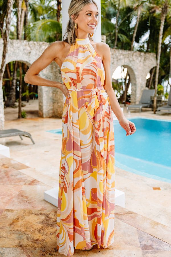 You re The One Mauve Pink Abstract Floral Maxi Dress Sale - Image 2