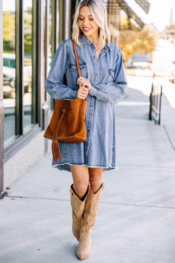Back To You Denim Blue Chambray Dress Discount - Image 2