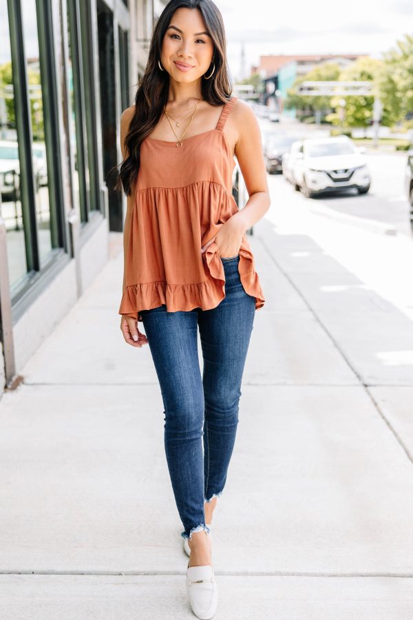 Part Of You Sienna Orange Ruffled Tank For Cheap - Image 2
