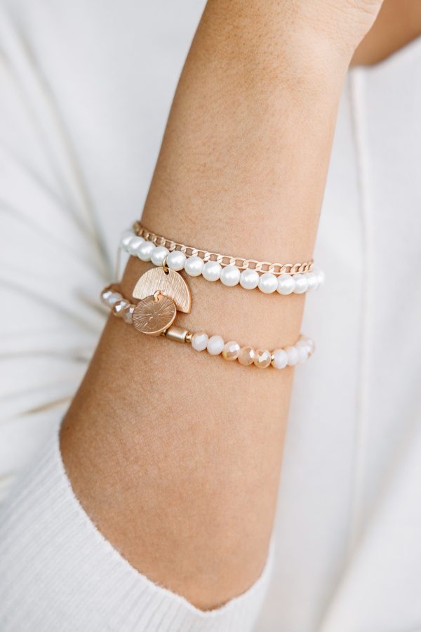 Feeling The Love Champagne Geometric Pendant Bracelet Set on Sale