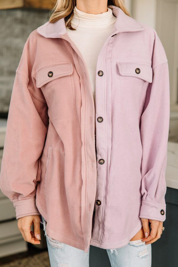 Let s Do This Lavender Purple Colorblock Fleece Shacket Online now - Image 4