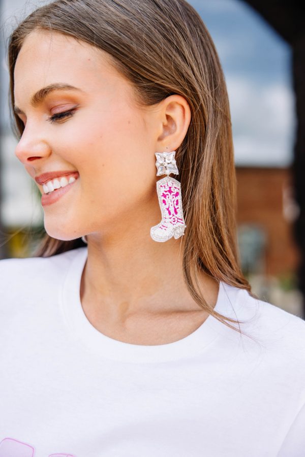 Made For Walking Pink Beaded Boot Earrings Sale - Image 2