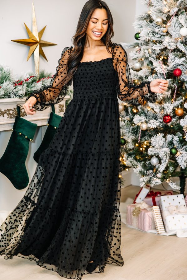 Feeling Your Best Black Polka Dot Maxi Dress Sale