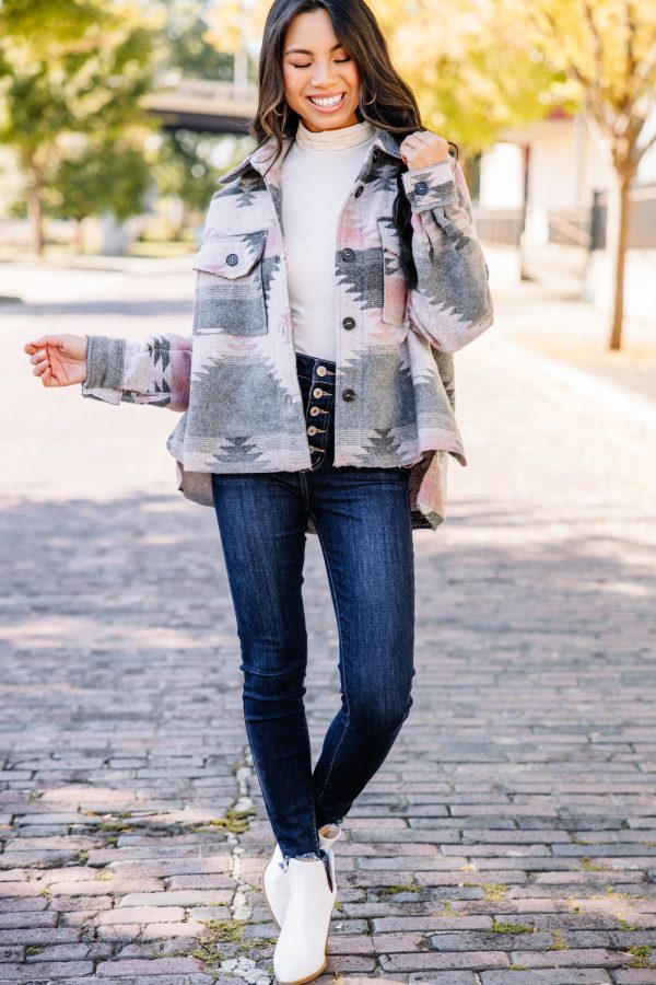 Plant Your Roots Gray Aztec Shacket Online Sale - Image 2