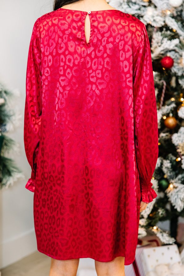 Bold Living Wine Red Satin Leopard Dress Discount - Image 3