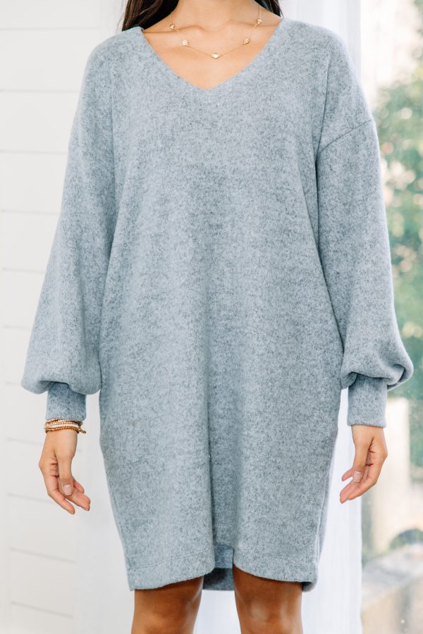 All You Know Light Blue Sweater Dress Online Sale - Image 4