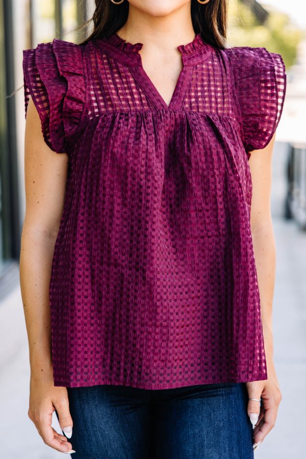 Known Beauty Burgundy Red Textured Blouse on Sale - Image 4