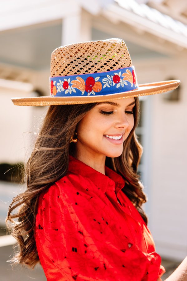 Olive & Pique: Sweet Beginnings Tan Straw Banded Hat Online Sale - Image 3