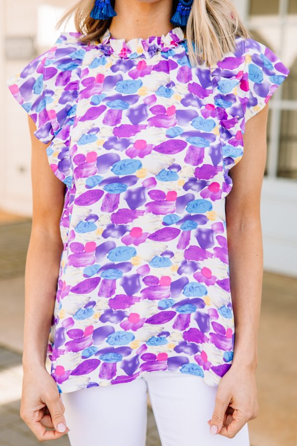 It s Your Way Purple Abstract Blouse Cheap - Image 4