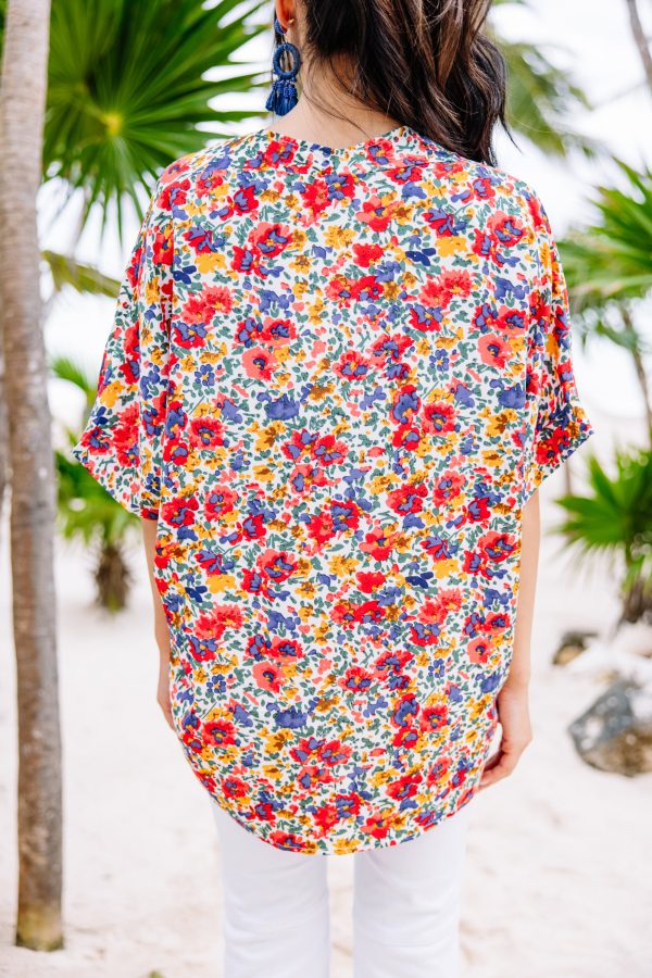 Start Looking Ivory White Floral Top Hot on Sale - Image 3