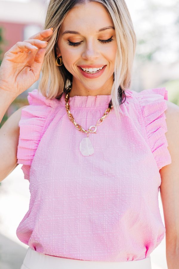 Consistently Cute Blossom Pink Ruffled Tank For Discount