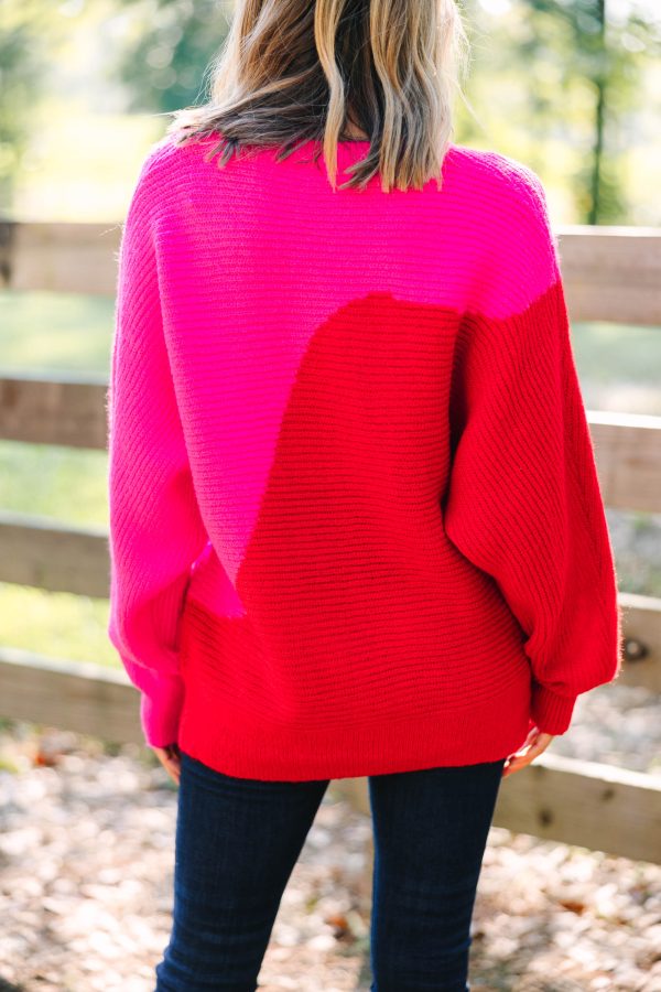 In Perfect View Hot Pink Colorblock Sweater Discount - Image 3