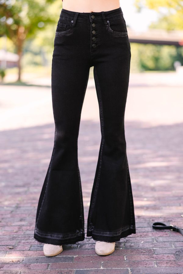 KanCan: Over The Moon High Rise Black Flare Jeans Online Sale