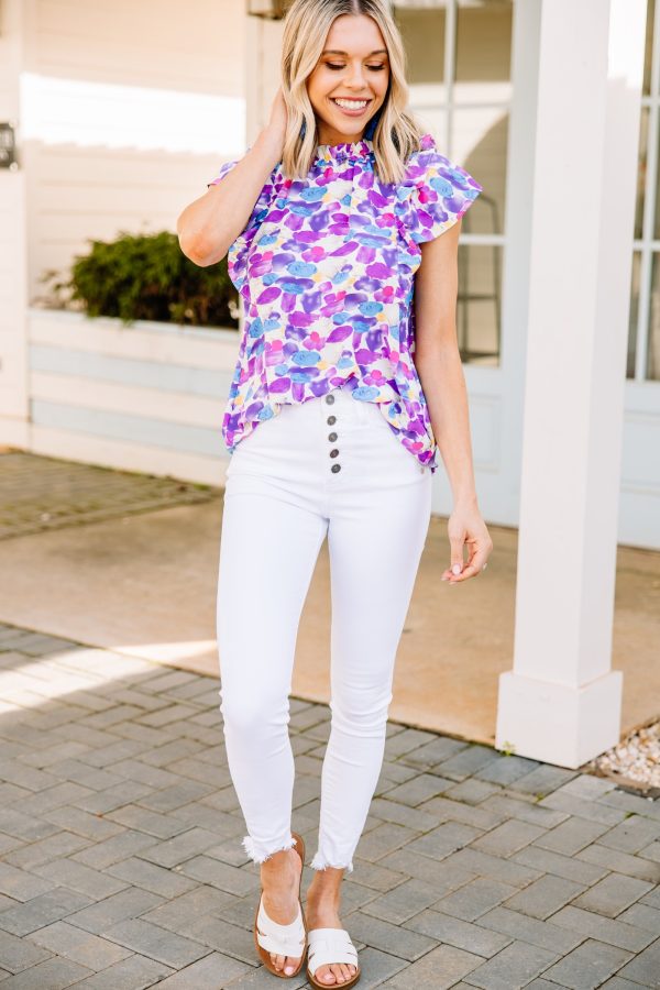 It s Your Way Purple Abstract Blouse Cheap - Image 2