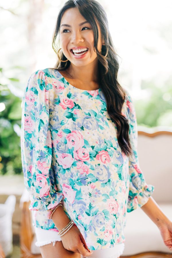Get Happy Ivory White Floral Blouse Online Sale