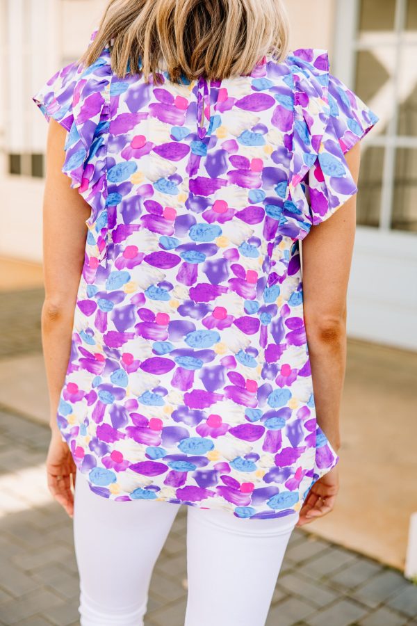 It s Your Way Purple Abstract Blouse Cheap - Image 3