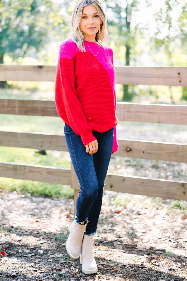 In Perfect View Hot Pink Colorblock Sweater Discount - Image 2