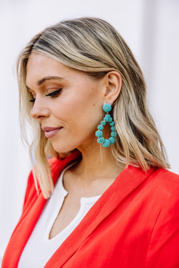 Let The Day Begin Turquoise Blue Beaded Earrings For Discount - Image 2