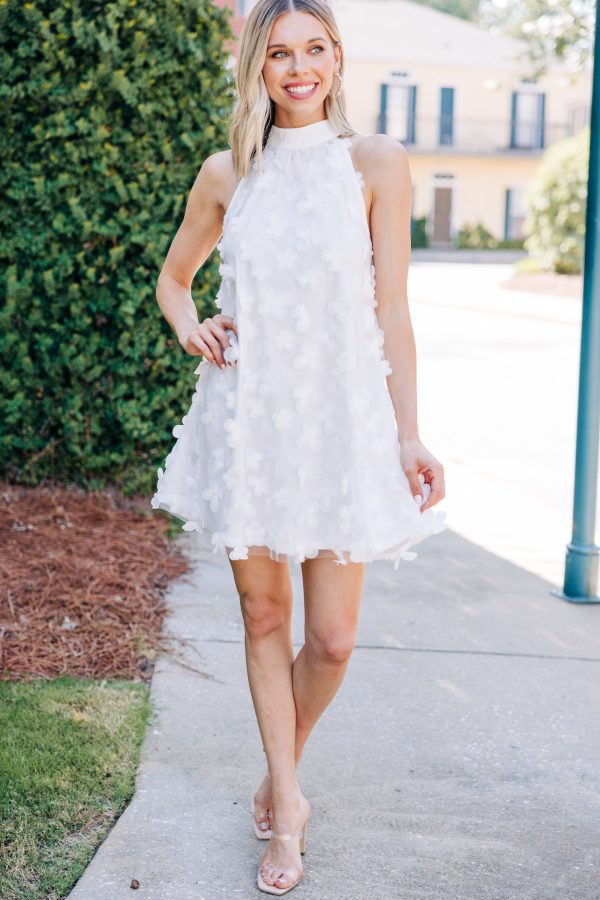 Fly Away White Textured Dress Online Sale - Image 2