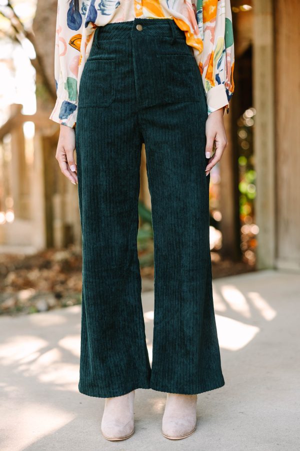 All Over It Hunter Green Corduroy Pants For Sale