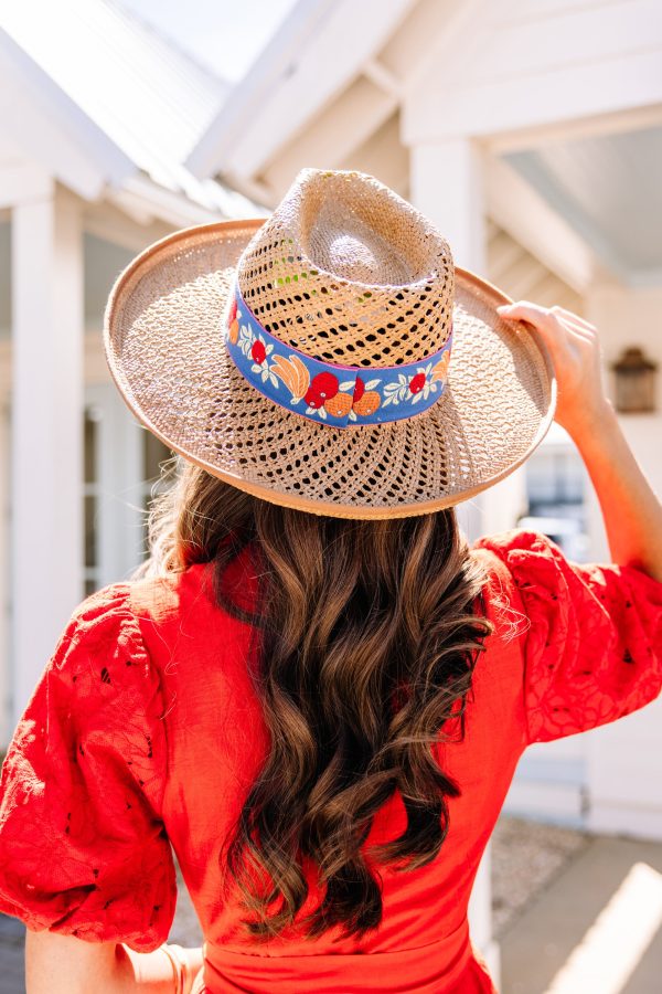 Olive & Pique: Sweet Beginnings Tan Straw Banded Hat Online Sale
