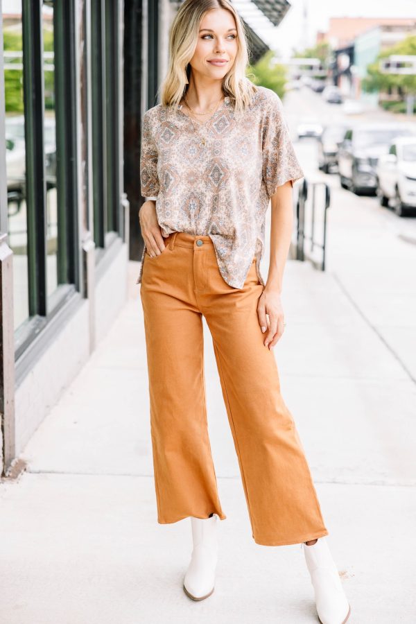 Want It All Taupe Brown Medallion Top Sale - Image 2