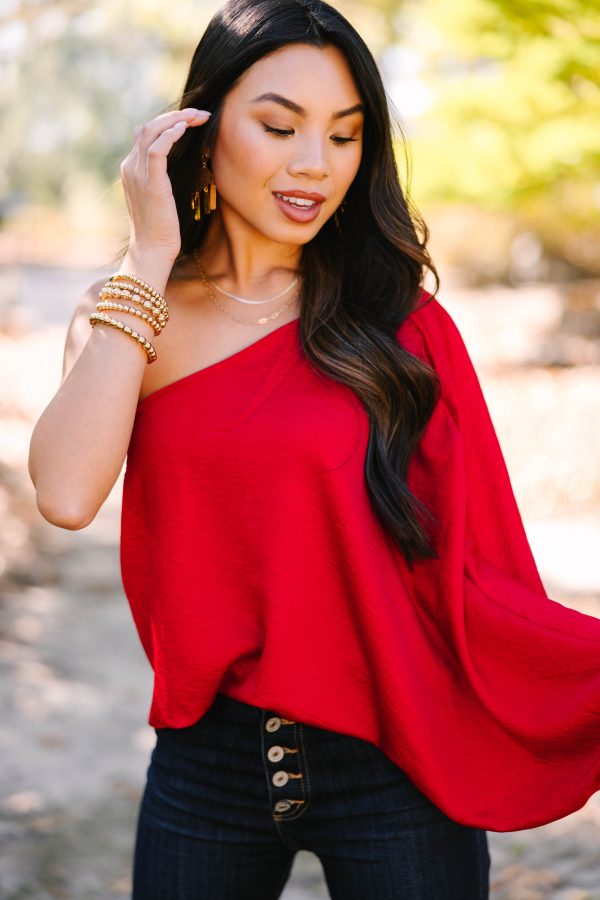 Go Where You Choose Red One Shoulder Top Supply