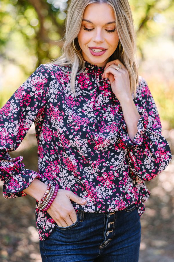 This Is The Time Black Ditsy Floral L S Blouse Cheap