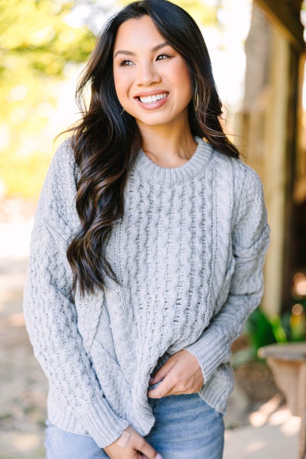 Be The Best Gray Cable Knit Sweater Hot on Sale