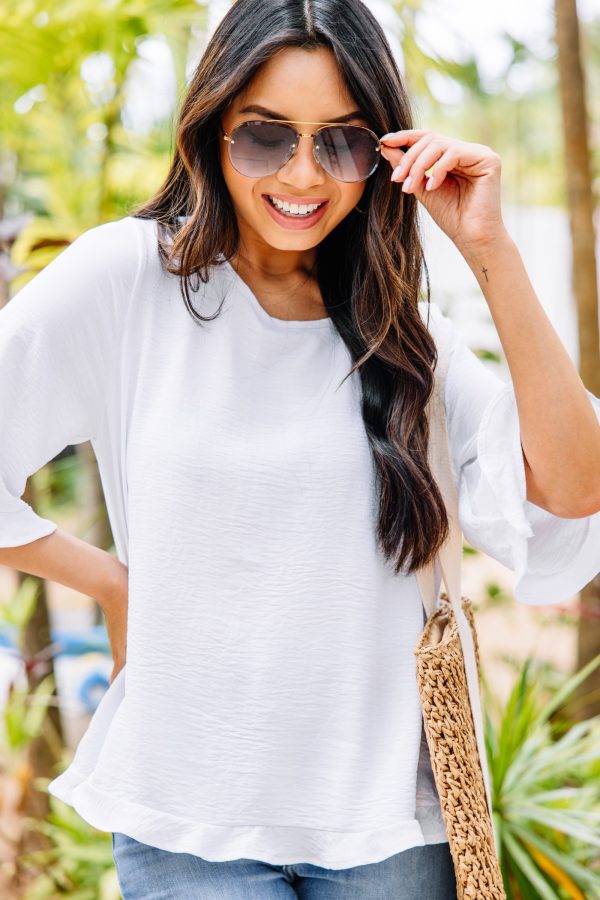 All You Have To Do White Ruffle Blouse Supply