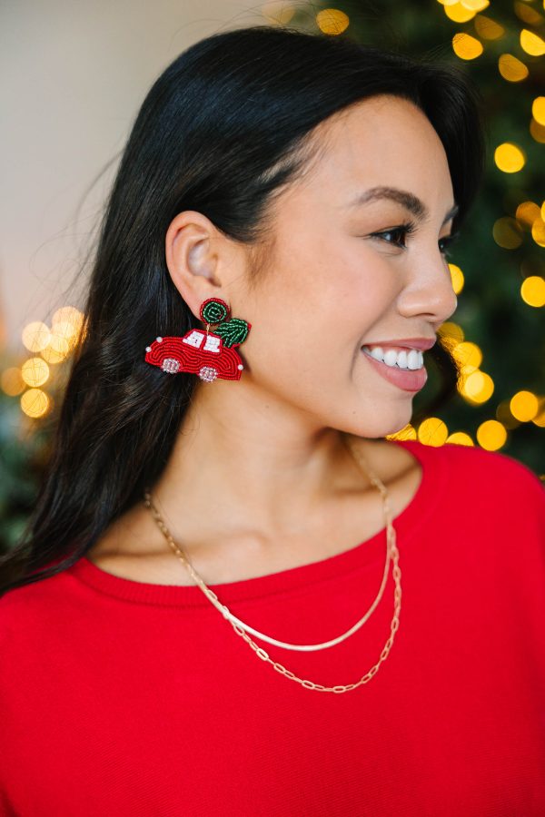 Christmas Vacation Red Beaded Earrings Supply - Image 2