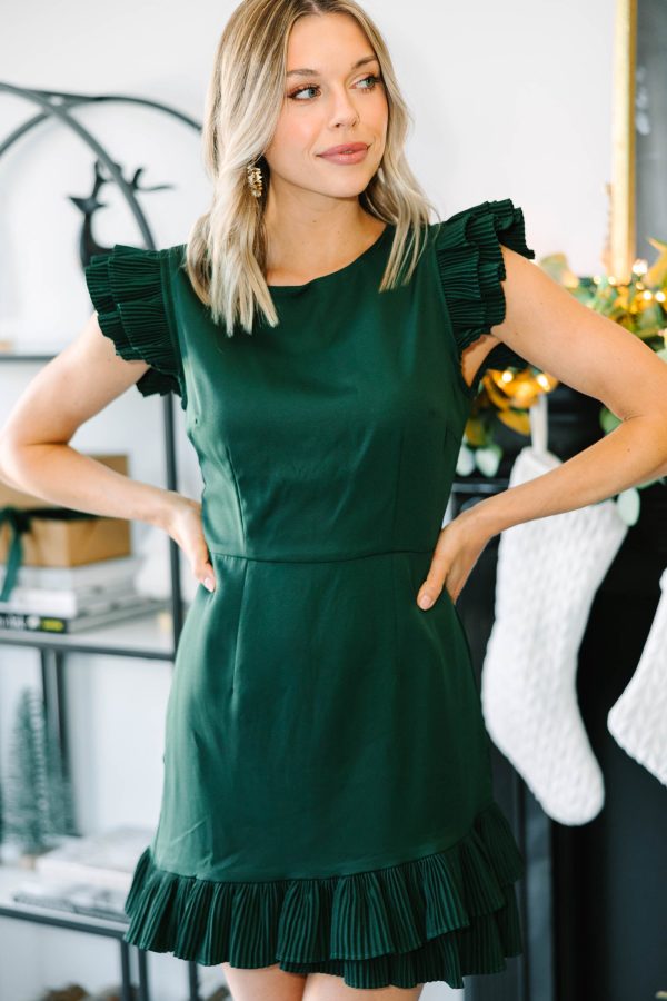 Love You More Hunter Green Ruffled Dress Supply