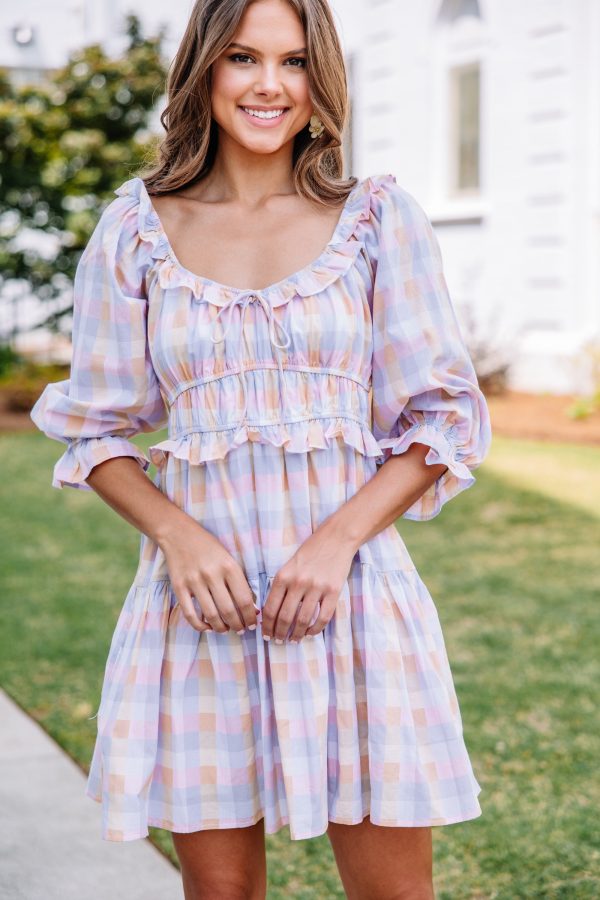 Lost In Love Peach Pink Gingham Dress Cheap