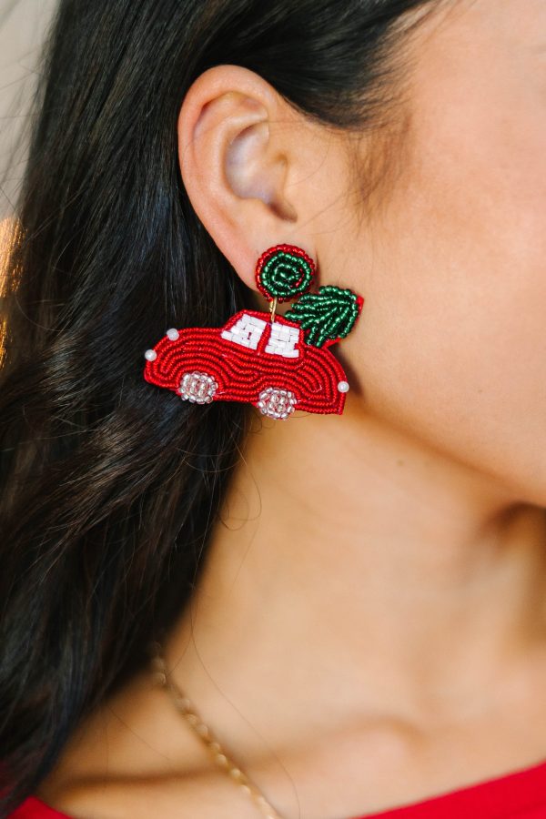 Christmas Vacation Red Beaded Earrings Supply