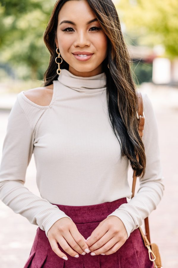 Get It Started Seashell White Cutout Sweater For Cheap