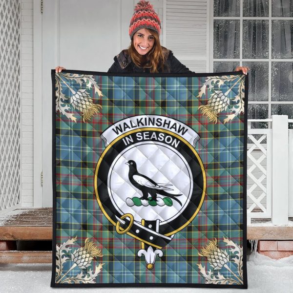 Walkinshaw Tartan Crest Premium Quilt - Gold Thistle Style Supply