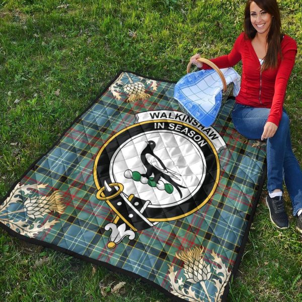 Walkinshaw Tartan Crest Premium Quilt - Gold Thistle Style Supply - Image 4